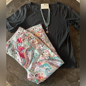 Chico's | Slim Leg Cropped Paisley Pants